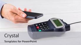  Presentation with pay - PPT layouts having radio frequency identification - man using smartphone to express background and a  colored foreground