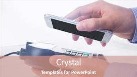  Presentation with radio frequency identification - Slide set with radio frequency identification - man using smartphone to express background and a coral colored foreground