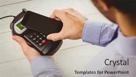  Presentation with pay - Amazing slide deck having radio frequency identification - man using smartphone to express backdrop and a  colored foreground