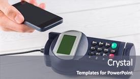  Presentation with pay - Slide set featuring radio frequency identification - man using smartphone to express background and a  colored foreground