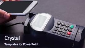  Presentation with pay - PPT layouts with radio frequency identification - man using smartphone to express background and a wine colored foreground