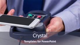  Presentation with pay - PPT theme consisting of radio frequency identification - man using smartphone to express background and a  colored foreground