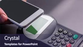  Presentation with pay - Beautiful slide deck featuring radio frequency identification - man using smartphone to express backdrop and a navy blue colored foreground