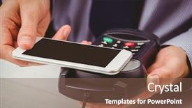  Presentation with gender pay discrimination - PPT theme with radio frequency identification - man using smartphone to express background and a tawny brown colored foreground