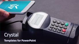  Presentation with payment - Slide deck having radio frequency identification - payment successful on screen background and a wine colored foreground