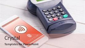  Presentation with radio frequency identification - Presentation theme consisting of radio frequency identification - web against paying with smartphone background and a coral colored foreground