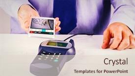  Presentation with payment - Slide set enhanced with radio frequency identification - website design against mobile payment background and a lemonade colored foreground