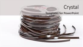  Presentation with radio - Beautiful slide deck featuring radio media - stack of audio reels tapes backdrop and a  colored foreground