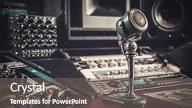  Presentation with recording studio - Theme having close-up of boutique recording studio control desk background and a gray colored foreground