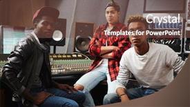  Presentation with music production - Beautiful presentation featuring team of professional musicians backdrop and a tawny brown colored foreground