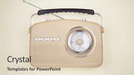  Presentation with radio news - PPT theme with radio receiver on light background background and a lemonade colored foreground