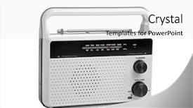 Presentation with news broadcast on a radio - Cool new slides with radio receiver on white background backdrop and a  colored foreground