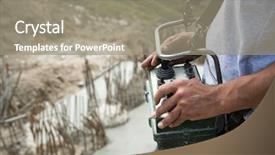  Presentation with pump - Colorful PPT theme enhanced with radio remote control for cement backdrop and a gray colored foreground