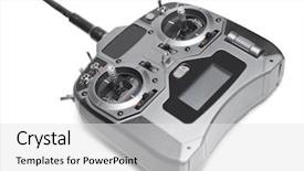  Presentation with control - PPT theme with radio remote control isolated background and a white colored foreground