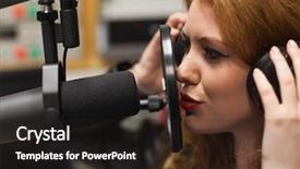  Presentation with radio station - Colorful theme enhanced with radio station - focused beautiful singer recording backdrop and a wine colored foreground