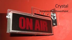  Presentation with radio - Presentation theme enhanced with radio television - air sign in tv studio background and a red colored foreground