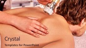  Presentation with massage therapy - PPT layouts featuring radio therapy - man receiving electric massage background and a  colored foreground