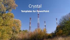  Presentation with radio tower - PPT theme having radio tower in the autumn background and a teal colored foreground