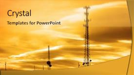  Presentation with cell tower - Slides consisting of radio towers for signals radios background and a yellow colored foreground