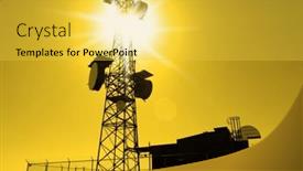  Presentation with telecommunications - Slide set consisting of radio-towers-for-telecommunications background and a yellow colored foreground