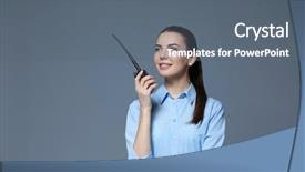  Presentation with security guard - Audience pleasing presentation theme consisting of radio transmitter - beautiful security guard on grey backdrop and a gray colored foreground