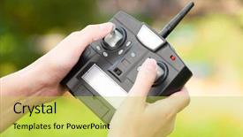  Presentation with controller - Beautiful presentation theme featuring radio transmitter - hands with rc controller backdrop and a yellow colored foreground