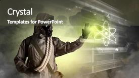  Presentation with radioactive - Colorful presentation design enhanced with radioactive isotopes - image of stalker touching media backdrop and a dark gray colored foreground