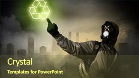  Presentation with media image - Theme having radioactive isotopes - image of stalker touching media background and a  colored foreground