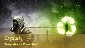  Presentation with nuclear - Cool new PPT layouts with radioactive isotopes - man in respirator against nuclear backdrop and a  colored foreground