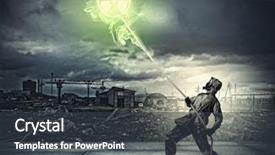  Presentation with nuclear - Presentation theme enhanced with radioactive isotopes - man in respirator against nuclear background and a  colored foreground