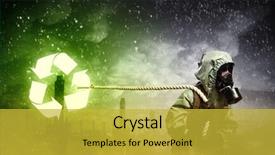  Presentation with radioactive - Colorful PPT theme enhanced with radioactive isotopes - man in respirator against nuclear backdrop and a  colored foreground