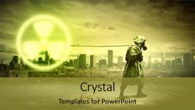  Presentation with radioactive - Amazing theme having radioactive isotopes - man in respirator against nuclear backdrop and a  colored foreground