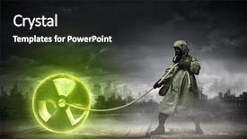  Presentation with nuclear - Amazing slide deck having radioactive isotopes - man in respirator against nuclear backdrop and a  colored foreground