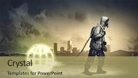  Presentation with nuclear - Cool new slides with radioactive isotopes - man in respirator against nuclear backdrop and a  colored foreground