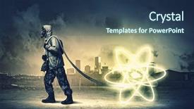  Presentation with radioactivity - Cool new slide deck with radioactive isotopes - man in respirator against nuclear backdrop and a  colored foreground