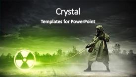  Presentation with radioactive - Presentation design consisting of rectangular aluminium foil tray clear background and a white colored foreground