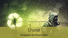  Presentation with nuclear - Beautiful PPT theme featuring radioactive isotopes - man in respirator against nuclear backdrop and a  colored foreground