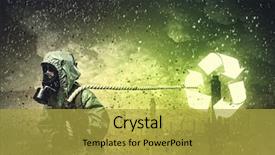  Presentation with nuclear - Colorful PPT theme enhanced with radioactive isotopes - man in respirator against nuclear backdrop and a  colored foreground