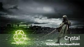  Presentation with nuclear - Presentation design with radioactive isotopes - man in respirator against nuclear background and a  colored foreground