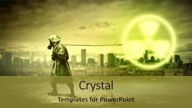  Presentation with radioactivity - Beautiful slide deck featuring radioactive isotopes - man in respirator against nuclear backdrop and a  colored foreground