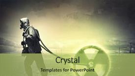  Presentation with nuclear - Colorful PPT theme enhanced with radioactive isotopes - man in respirator against nuclear backdrop and a  colored foreground