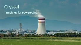  Presentation with radioactive - PPT layouts consisting of radioactive wast - industrial chimney and the green background and a ocean colored foreground