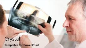  Presentation with dentist - Slides featuring radiograph teeth - dentist explaining the details background and a coral colored foreground