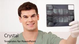  Presentation with dentist - Amazing theme having radiograph teeth - smiling happy dentist holding x-rays backdrop and a lemonade colored foreground