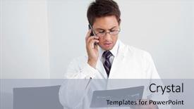  Presentation with dentist - Audience pleasing presentation consisting of radiograph teeth - young male dentist looking backdrop and a light blue colored foreground