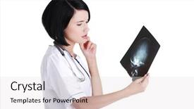  Presentation with film - PPT theme enhanced with radiographic film - female doctor or nurse looking background and a  colored foreground