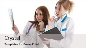  Presentation with female - Cool new presentation with radiography inspection - young female doctors with x-ray backdrop and a  colored foreground