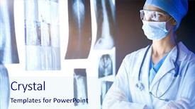  Presentation with environmental awareness gif image - PPT theme with radiologhy human - image of attractive woman doctor background and a sky blue colored foreground