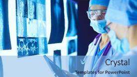  Presentation with women - Amazing slide deck having radiologhy human - two female women medical doctors backdrop and a light blue colored foreground