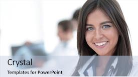  Presentation with successful - Theme featuring radiologic study - closeup successful woman doctor background and a light blue colored foreground